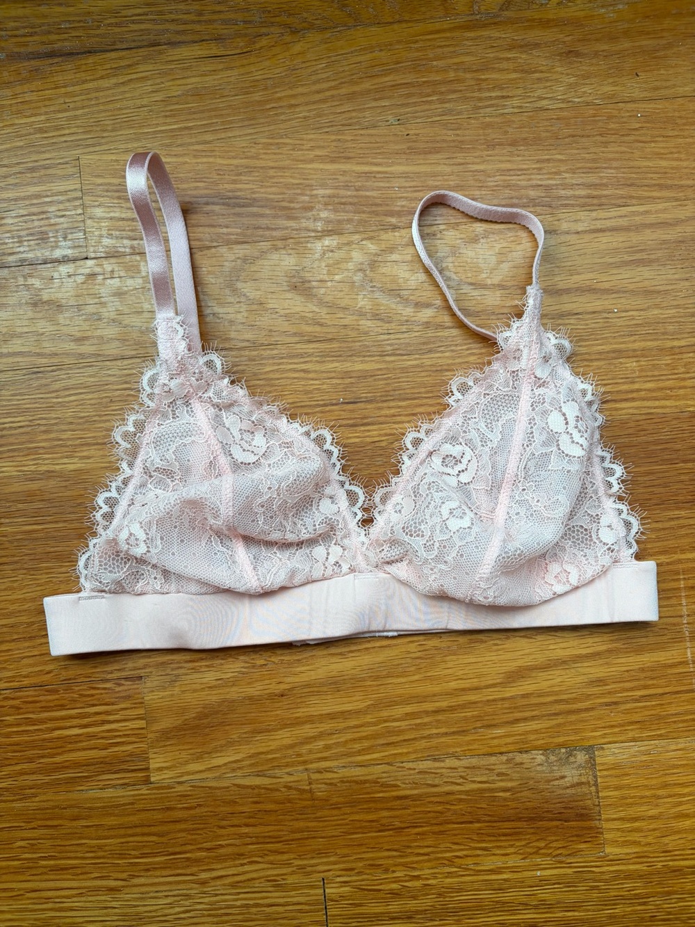 Apt 9 Intimates Pastel Pink Floral Lace Sheer Unlined Wire-Free Bralette